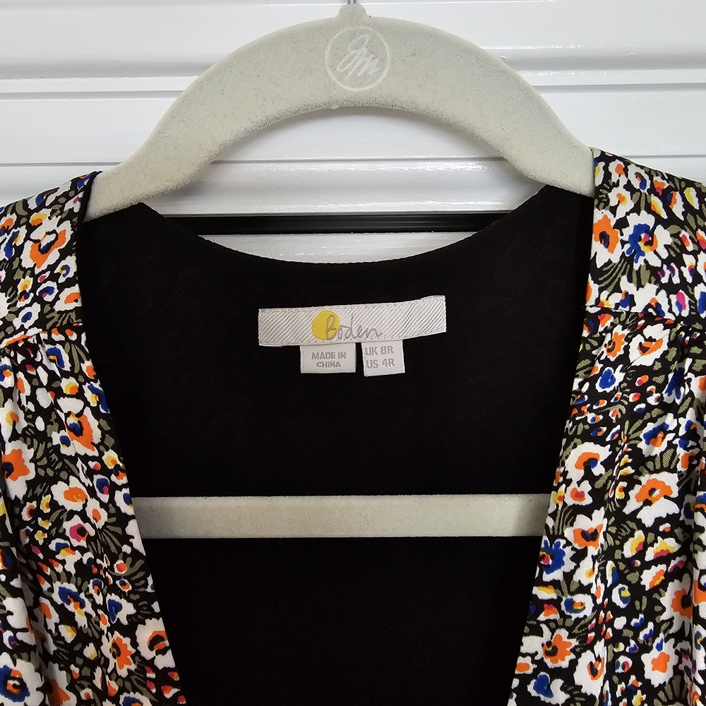 BODEN Black Floral Midi Dress - Picture 5 of 9